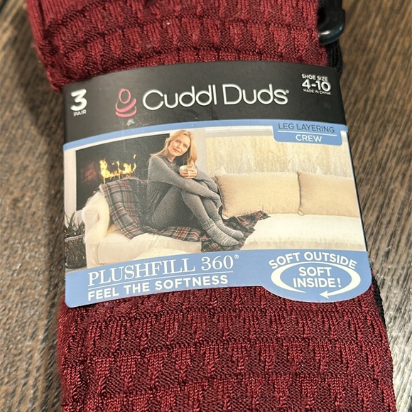 Cuddl Duds Plushfill 3-Pack Midweight Falling Rain Texture Crew Socks NEW - Picture 6 of 7